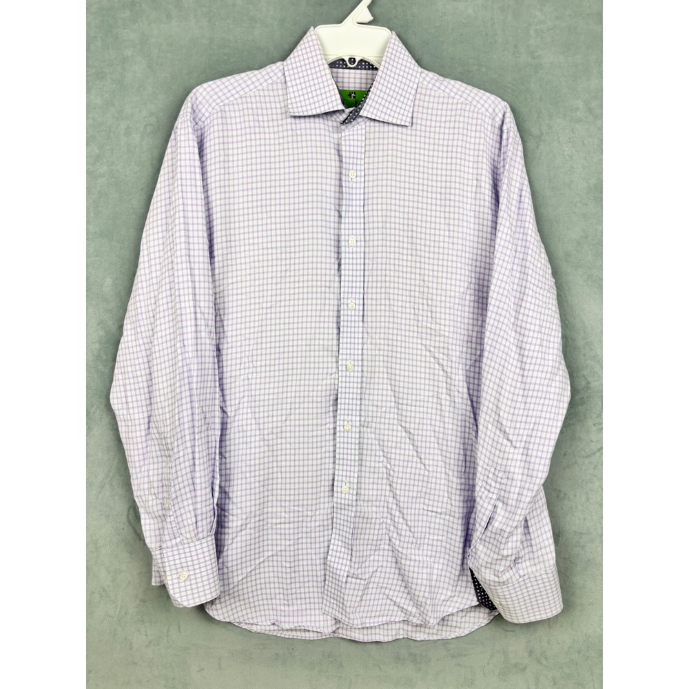 Bristol & Bull Purple Gingham Check Button Down Shirt Mens Medium 15-15.5 32/33